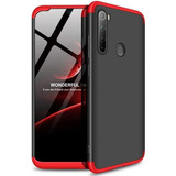 Funda Xiaomi Case 360 + Cristal Templado Color Rojo-negro Redmi Note 8