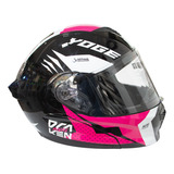 Casco Negro/rosa Abatible Yoge Doble Certificacion