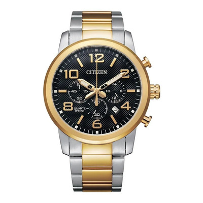 Citizen Quartz Chronograph Black Dial An8054-50e Color de la correa Plata y Oro Color del bisel Oro Color del fondo Negro | Meses sin interés