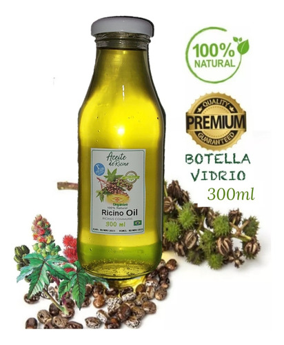 Aceite Ricino 100%orgánico. Natural Concentrado En Vidrio