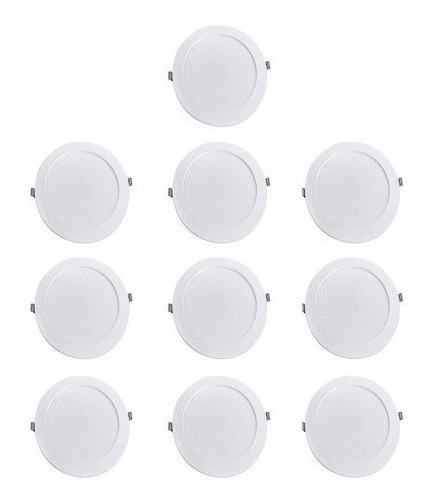 Pack 10 Foco Panel Plafón Led Embutido Redondo 12w Calida