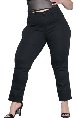 Pantalón Recto De Mujer Tiro Alto Talles Grandes Cheta Jeans