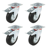 Set De 4 Ruedas Silicona Carros Mueble 6 Pulgadas C/frenos