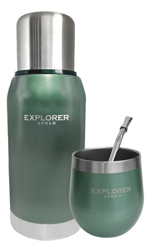 Termo Acero Inoxidable Explorer 750 + Mate 193 Ml + Bombilla Color Verde