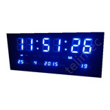 Digital Led Parede 36 Azul Alarme Calendario Hora