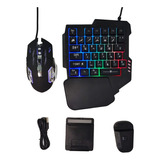 Combo Gamer 4 En 1 Teclado Soporte Mouse Adaptador Luz Rgb