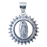 Virgen De Guadalupe En Plata 925 Medalla Con Circones 