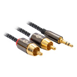 Cable Auxiliar Hp 3.5mm A 2rca, 1.5mts, Trenzado Black