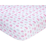Carters Pink Elephant Print Cotton Sateen Crib Sheet   ...