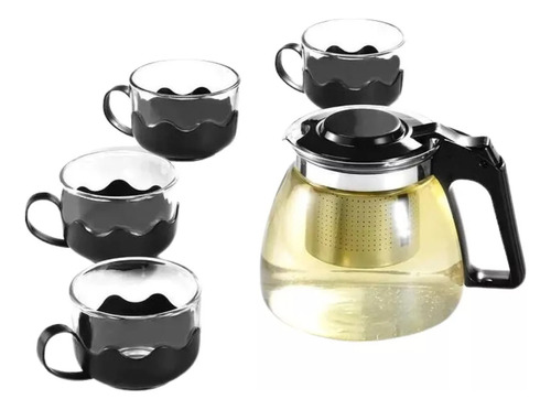 Tetera Con Infusor Para Té Con 4 Tazas Color Negro Unico