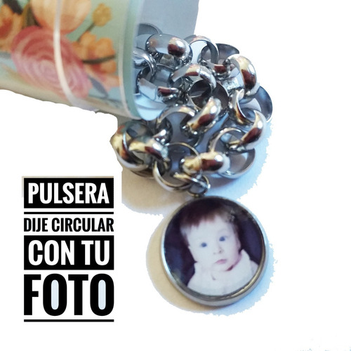 Pulsera Personalizada Dije Corazon Regalo  Foto Cajita Pack