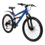 Bicicleta Mercurio Kaizer 21 Vel Doble Suspensión Rodada 24 Color Azul