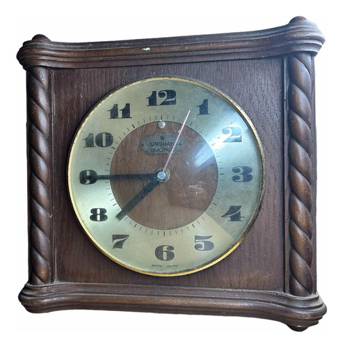 Reloj De Pared Antiguo Junghans Quartz Alemán Madera Pesado