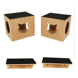 Kit Nicho 4 Peças Para Gatos Mdf Toca Prateleira Playground