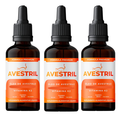 Avestril Óleo De Avestruz, Pimenta Cayena, Vitaminak2 Kit 3x