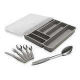 Kit Faqueiro Itaparica Inox Organizador Talher Brinox Cinza