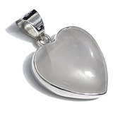 Dije Corazón Cuarzo Blanco Natural En 100% Plata Fina 925