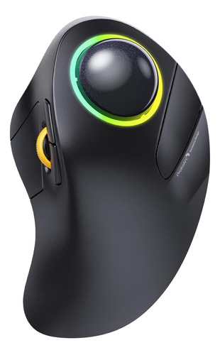 Mouse Ergonomico Con Trackball Gris Proto Arc Em03 | Aro Rgb Color Negro