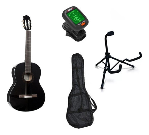 Yamaha C40bl Paquete Guitarra Acustica Atril Funda Afinador