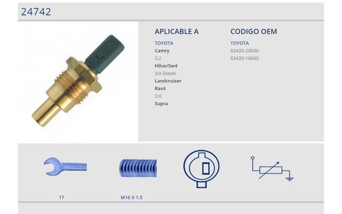 Bulbo Sensor Temperatura Toyota Hilux Sw4 Camry Vitara Md Foto 2