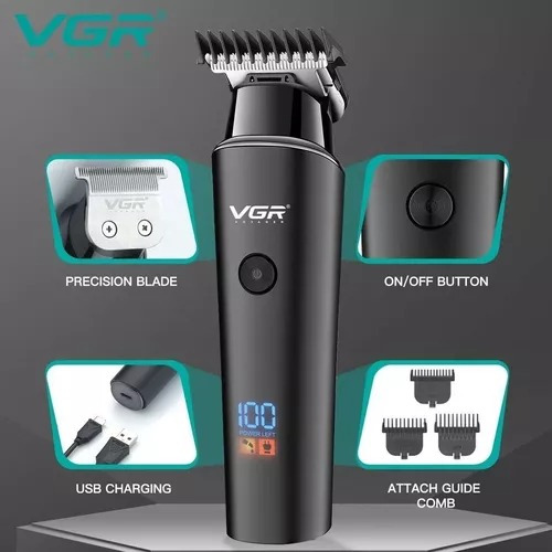 Maquina De Cortar Cabelo Profissional V-937 Display Digital Cor Preto