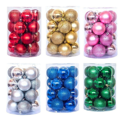 Bolas De Navidad 6cm Valija Adornos Navideños X24 Piezas