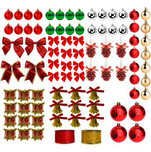 Kit Enfeites Árvore De Natal Pendentes Bolinhas Decoração