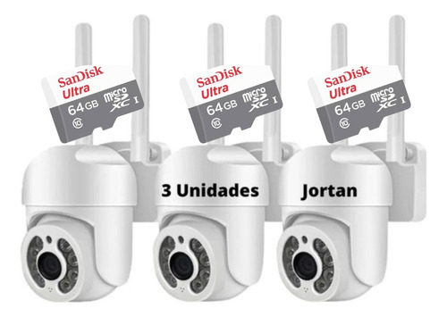 Kit 3 Câmeras + 3 Cartões Segurança Noturna Bluetooth Wifi