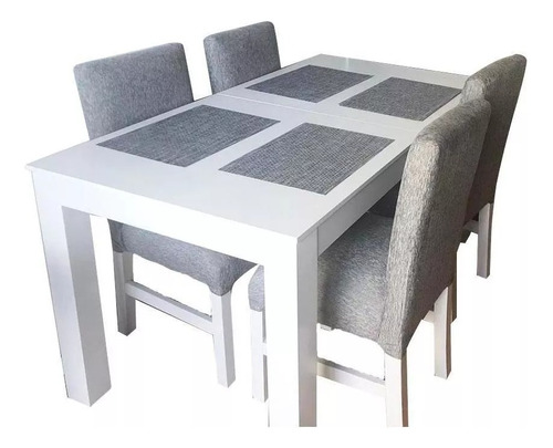 Juego De Comedor Mesa Blanca + 4 Sillas 