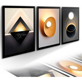 Quadros Decorativos Grande Trio Luzes Formas Art Geométricas