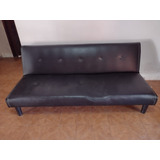 Sillon Sofa Cama Futon Ecocuero Negro