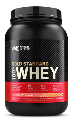 Suplemento En Polvo Optimum Nutrition  Proteína Gold Standard 100% Whey Proteína Sabor Strawberry Banana En Pote De 907g