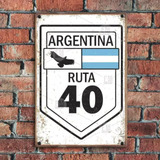 Cartel Chapa Rectangular Ruta 40  Art 909 X1  20x30cm