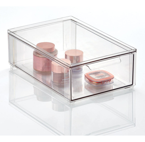 Mdesign-caja De Plástico Apilable Para El Baño Con Cajón.