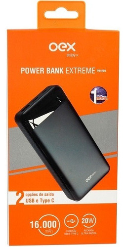 Carregador Portatil Ultra Rapido Power Bank Extreme Preto