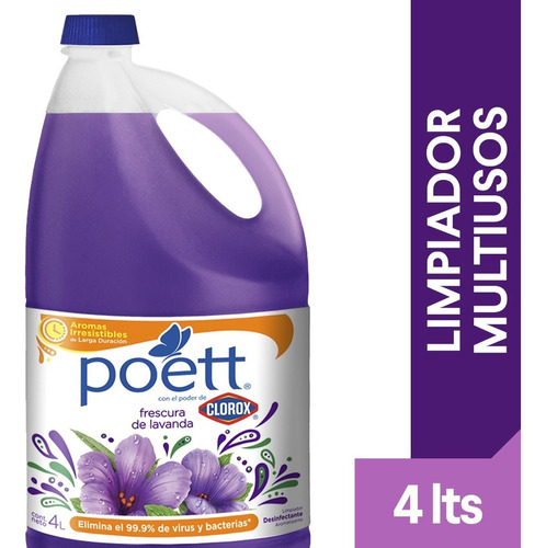 Limpiador Desinfectante De Pisos Poett Aroma Lavanda 4 Lt