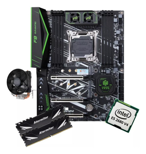 Kit Gamer Placa Mãe X99 Huananzhi F8 Xeon E5 2680 V4 64gb T2