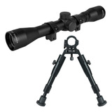 Kit Sniper Bipe Carabina Cano + Luneta 4x32 Trilho 11mm