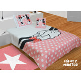 Cubrelecho Mickey Minnie Mouse Edredón Cama Doble