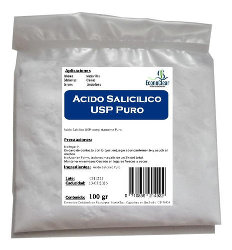 A. Salicilico Puro Grado Usp 100 Gr Mejor Calidad 