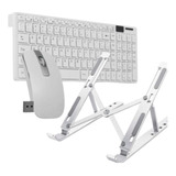 Kit Para Notebook Teclado  Mouse Sem Fio + Suporte Metal