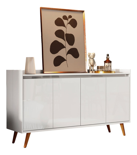 Balcão Buffet Retrô Delta Branco Gloss - Moveisaqui