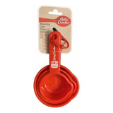 Betty Crocker Tazas Y Cucharas + Espátula Plástico Rojos