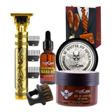 Kit Barberia Aceite/cepillo/gelde Barba/maquina Cortadora