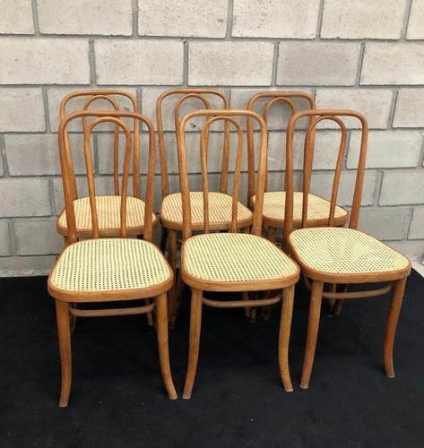 Antiguo Juego 6 Sillas Thonet Mod 391 C/ Sello Originales