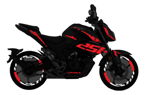Kit Stickers Reflejante Tapas Y Rines Moto Italika 250z 2025