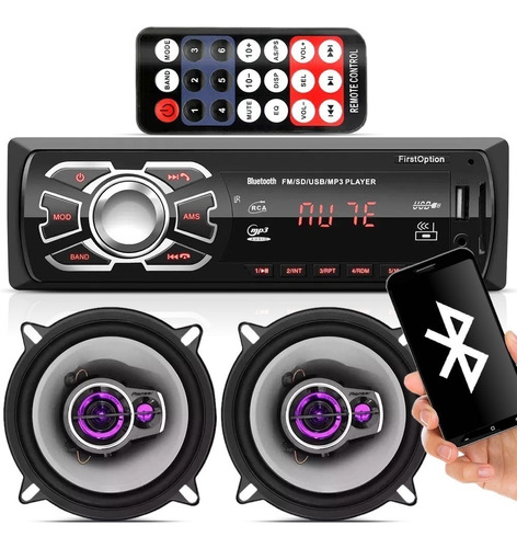 Aparelho Mp3 Com Bluetooth Radio Fm Usb + Falante Pioneer 5