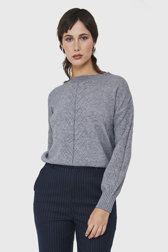 Sweater Detalles Espigas Gris Nicopoly