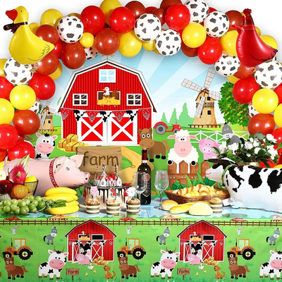 Kit Decoración Granja 81pzs Animales Globo Mantel Pancarta | Envío gratis