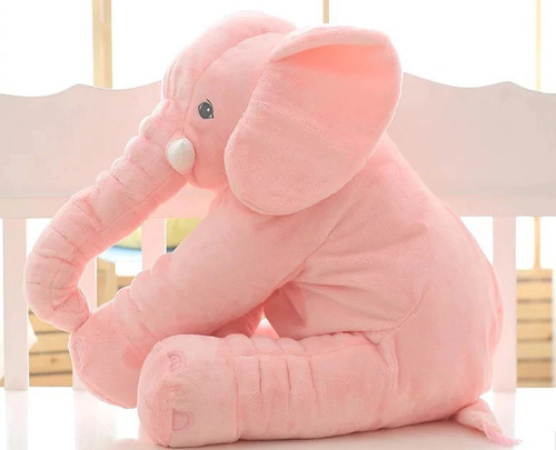 Almofada Elefante Pelúcia 60cm Cinza Bebê Antialérgico